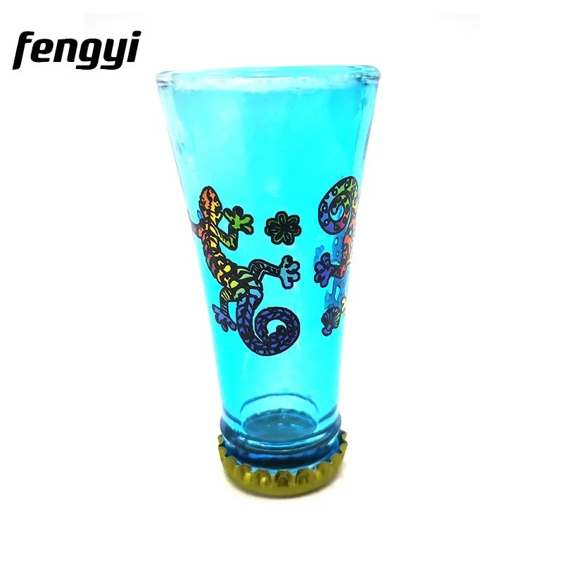 Personalized Blue Frosted Beer Bottle Top Shooter Shot Glass Buy