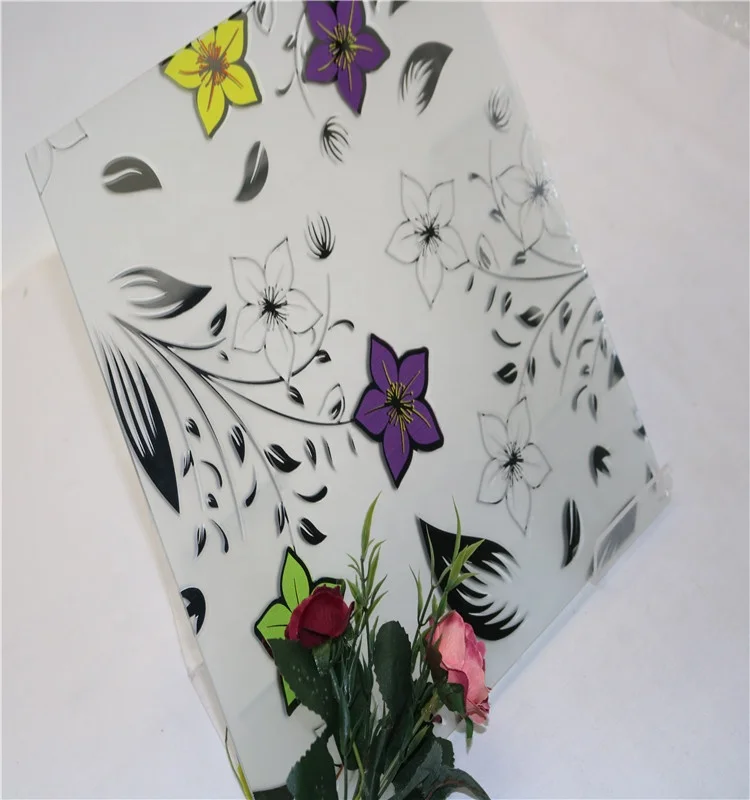 Titanium Ice Flower Design Frosted Glass Acid Etched Glass
