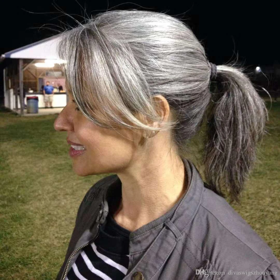 Sale E Pepe Grigio Argento Two Tone Misto Naturale Evidenziare Grigio Dei Capelli Umani Coda Di Cavallo Avvolge Il Trasporto Libero 100g Buy Grigio Ponytai Capelli Umani Cordoncino Coda Di Cavallo Capelli Umani