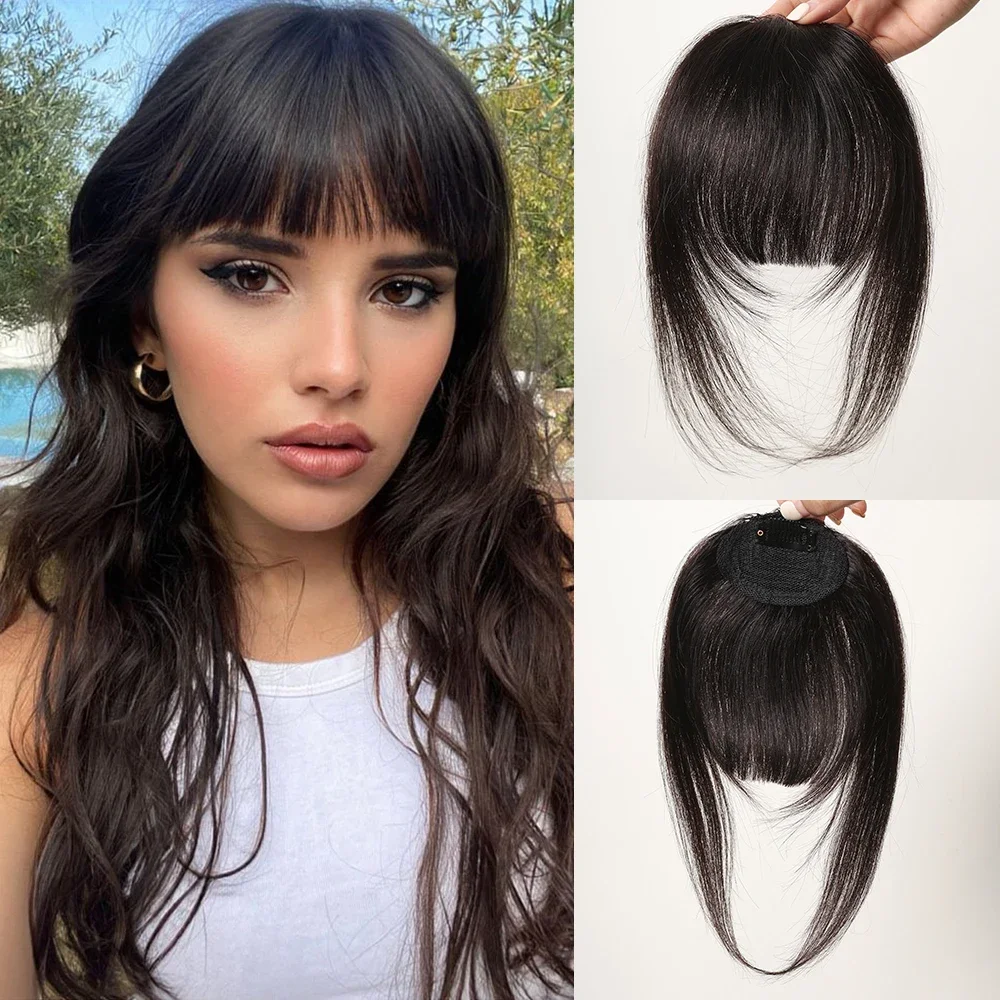 Platinum Blonde Human Hair Bangs Clip in Straight Hair Pieces for Women Blunt Bangs Extension_voghion.com