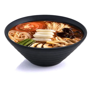 Factory Production Restaurant Dinnerware Serving Japanese black Melamine Noodle Bowl