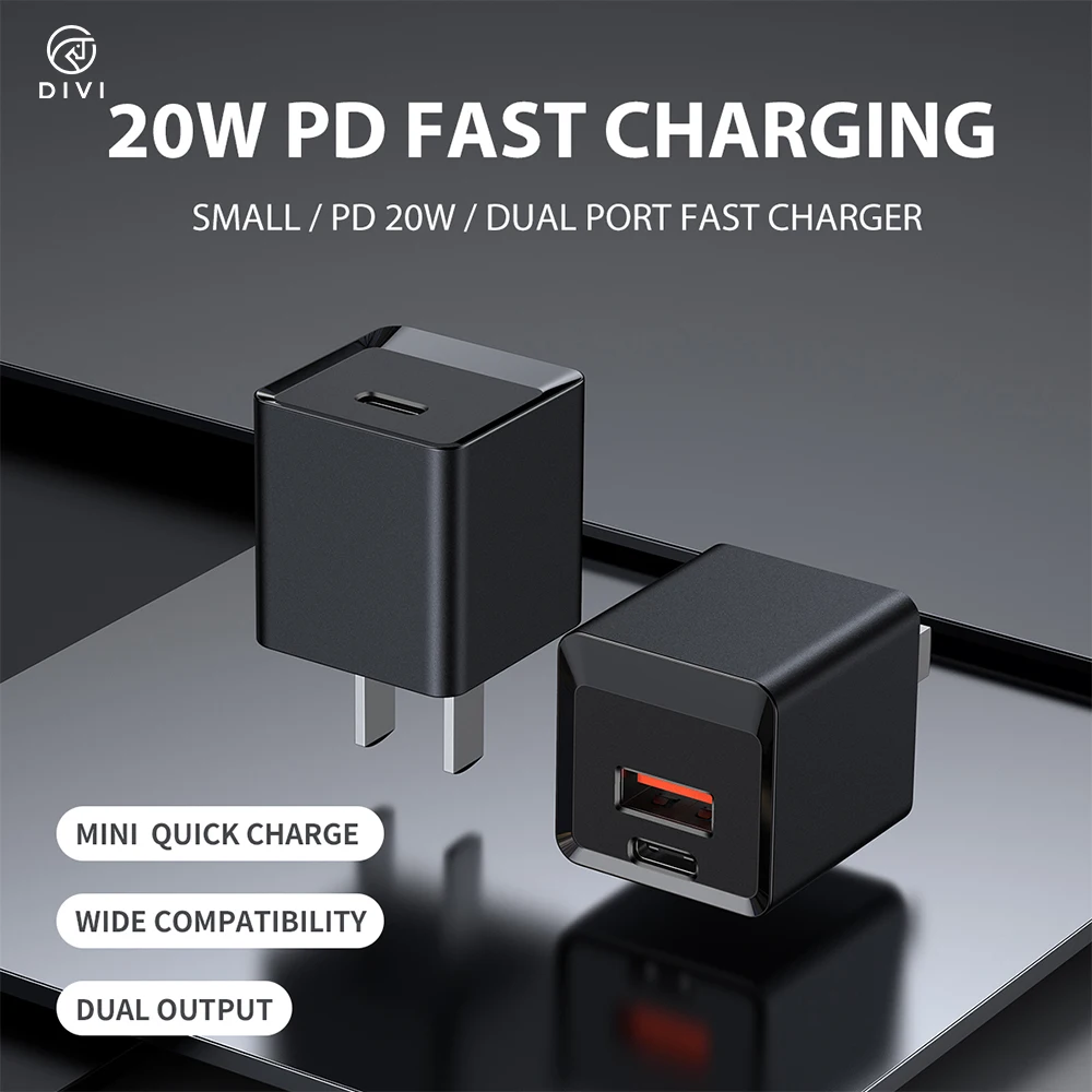 Быстрое зарядное устройство с Европейской/американской вилкой 20 Вт, портативное настенное зарядное устройство с двумя портами для всех телефонов