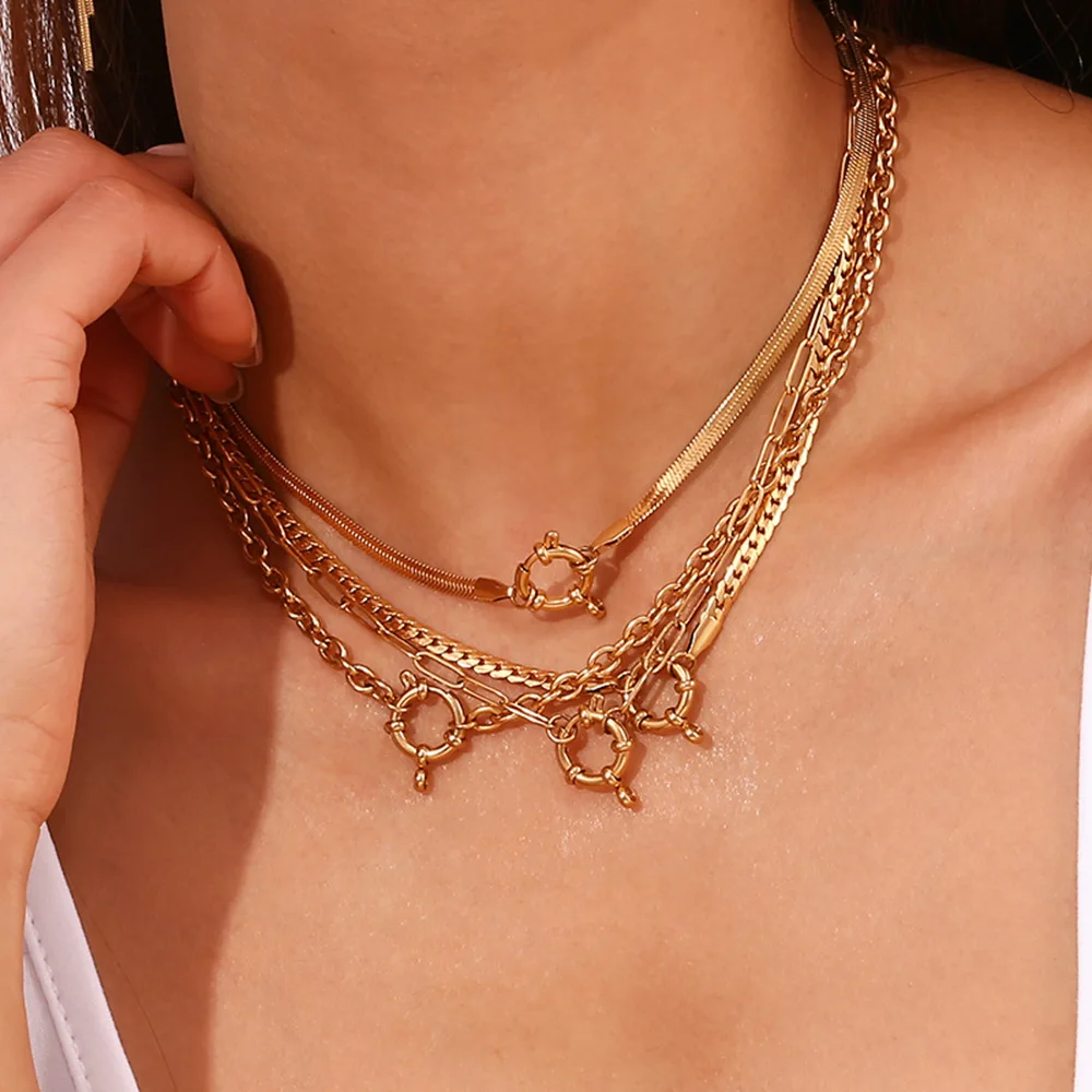 316l Stainless Steel Jewelry 18k Gold Necklace Geometry Women Fashion Pendant Necklaces aperçu 4