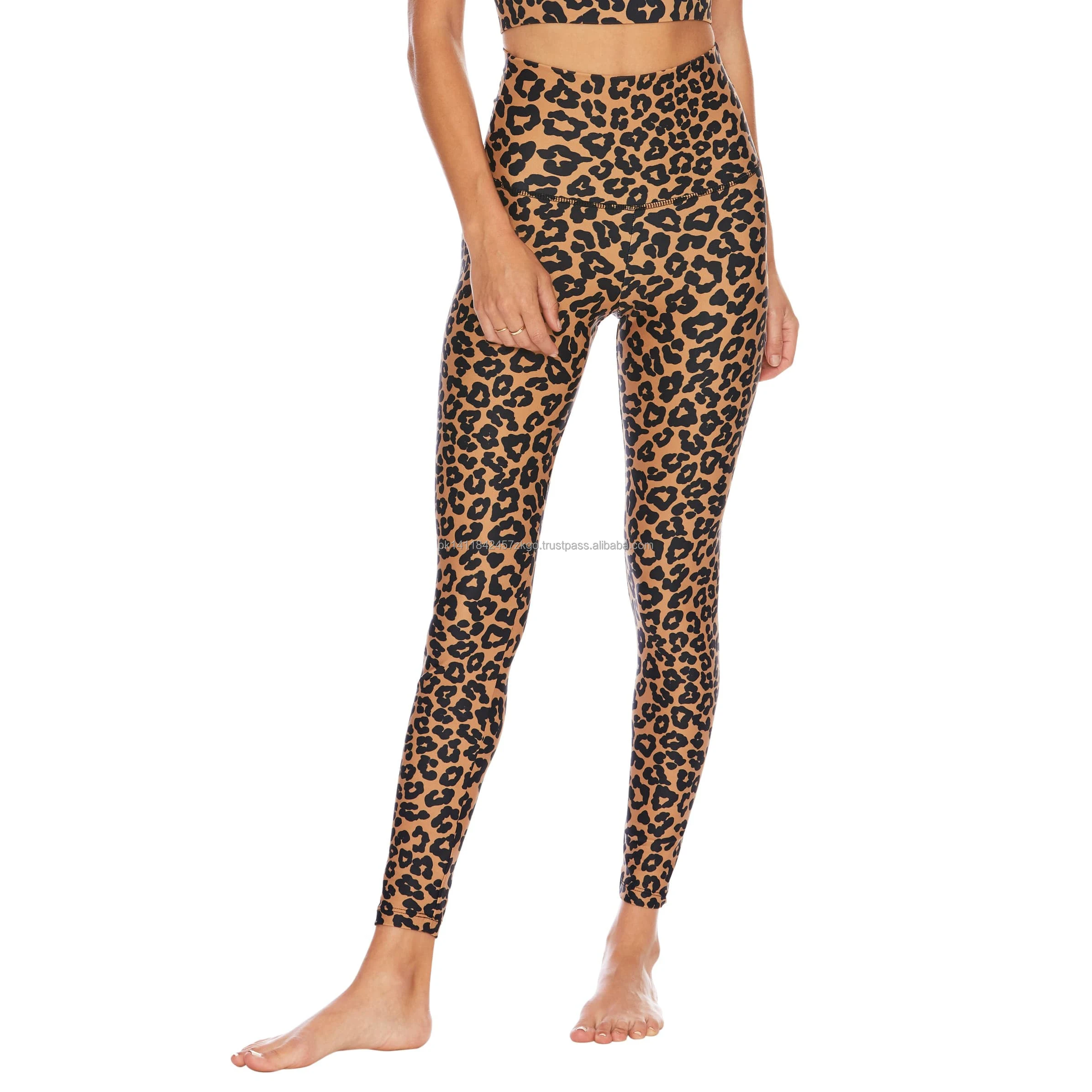 High Waist Leopard Printing Green Yoga 
