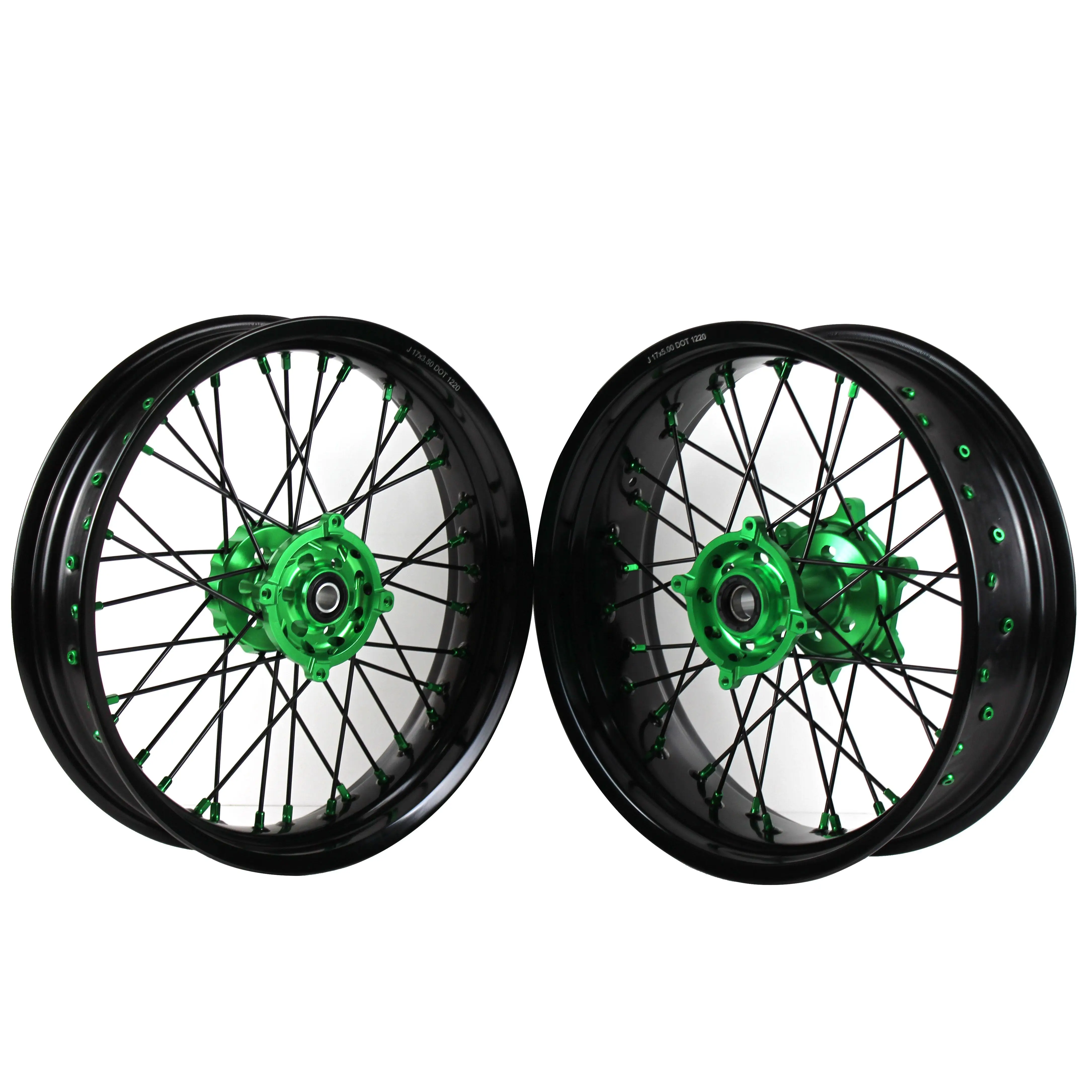 Factory Supply New KXF 17 Inch Aluminum Alloy Dirt Bike Slip Tire Road Racing Supermoto Wheel Set