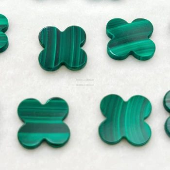 Malachite Stone Factory CNC Cut Wholesale Custom Green Malachite Clover Natural Malachite for Jewelry Bracelet Necklace Earring