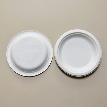 Reusabl Sustainable  Degradable Sugarcane  White Small Round Bagasse Plate Eco Friendly 240509