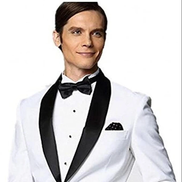 High Quality Men Wedding Suits White Men Suit With Black Satin Collar for Wedding Party