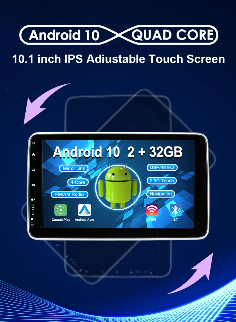 10.1inch Android Car Stereo With Automatic Rotating Car Player Touch