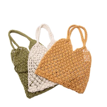 2023 Fashion woman Handmade Beach crochet bag cotton rope Bag