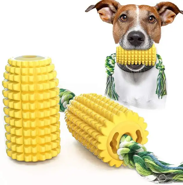 Factory Wholesale Dog Toothbrush Stick Teeth Cleaning Dog Squeaky Toys Pet Corn Toy