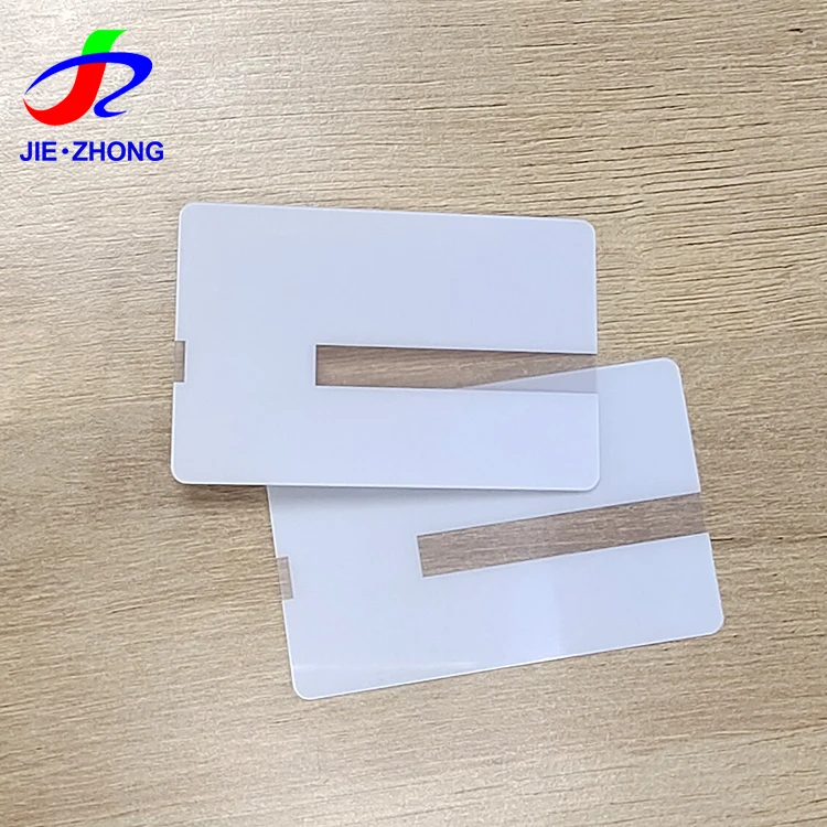 High Quality Custom PVC Plastic Transparent White ID Card With Clear Strip