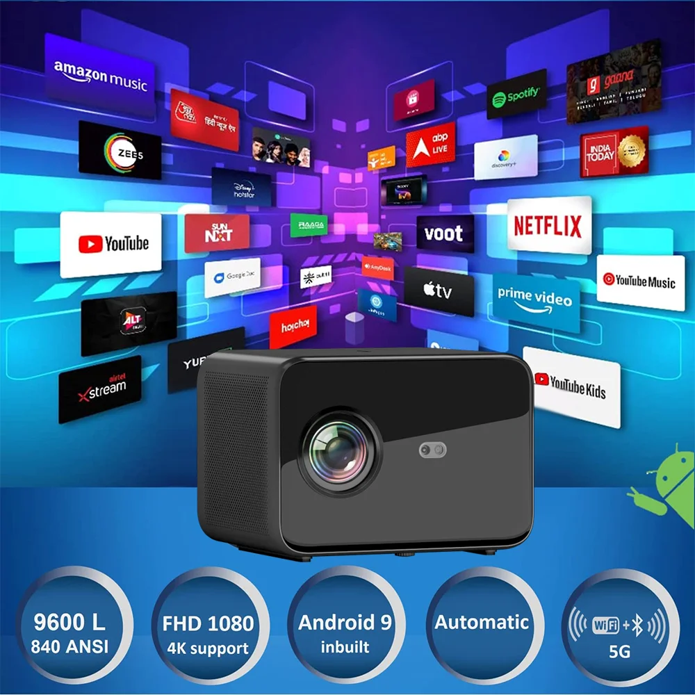 4K LED Home Theater LED Android 1080P Portable Pocket Projector Mobile Smart Mini Projector