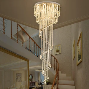 Big Nordic Modern High Ceiling Hotel Pendant Light Lobby Hanging Large Stair Cristal Led Luxury Crystal Chandelier