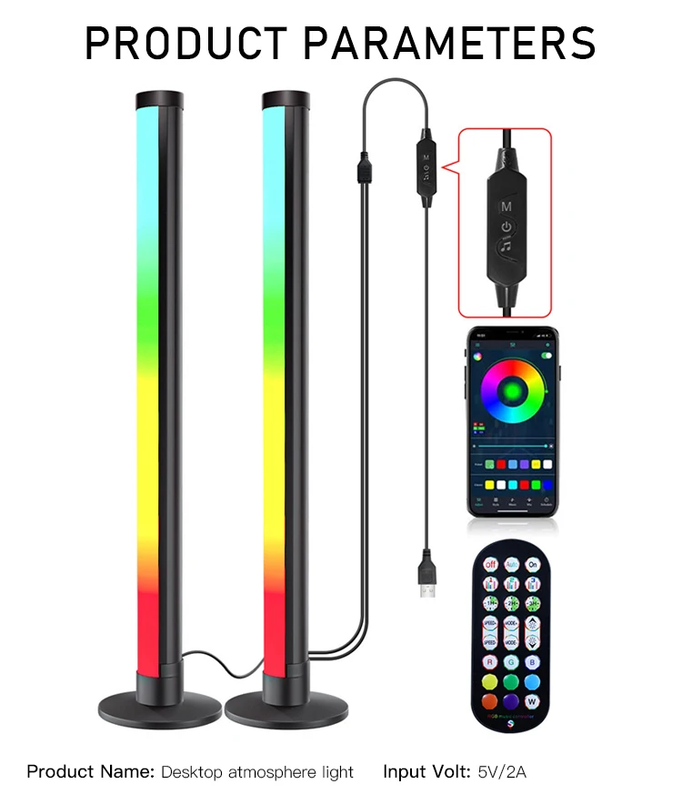 product hot selling 2 pack app control smart rgb light bar rhythm recognition music light ambient light for tv-45