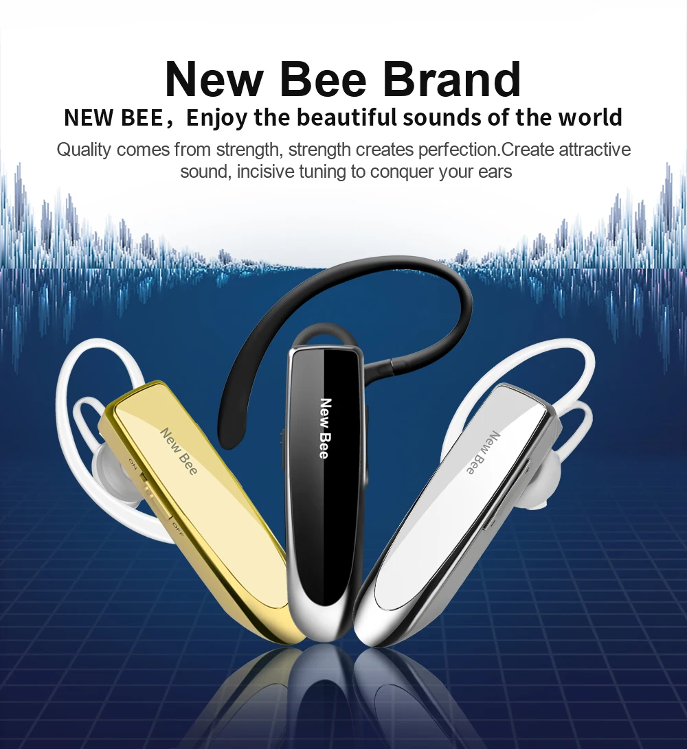 Oreillette Bluetooth Nouvelle Bee 24 heures V4.2 Casque d'écoute