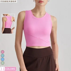 YISHENHON Thread Women's Yoga Vest - Breathable Workout Tank Top  Body-tight Slimming Fitness I-shape Back Sport Underwear