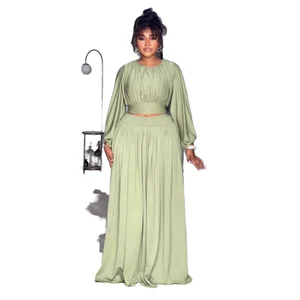 New Autumn Fashion Sexy Elegant Solid Casual Crew Neck Long Sleeve Breathable Satin Top Half Skirt Women's Sets