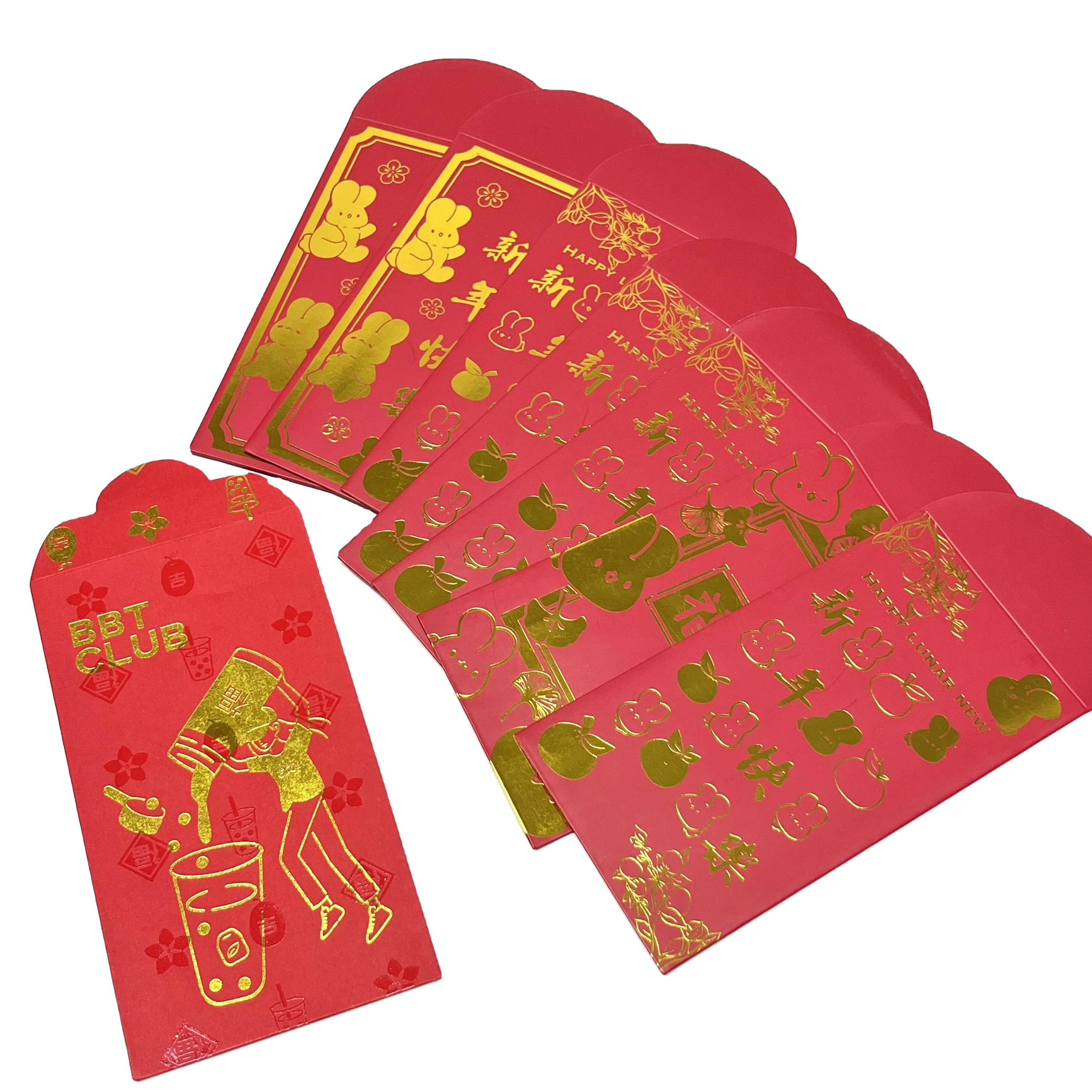 2024 красные конверты китайский Новый год Пользовательский логотип hong bao money красный конверт