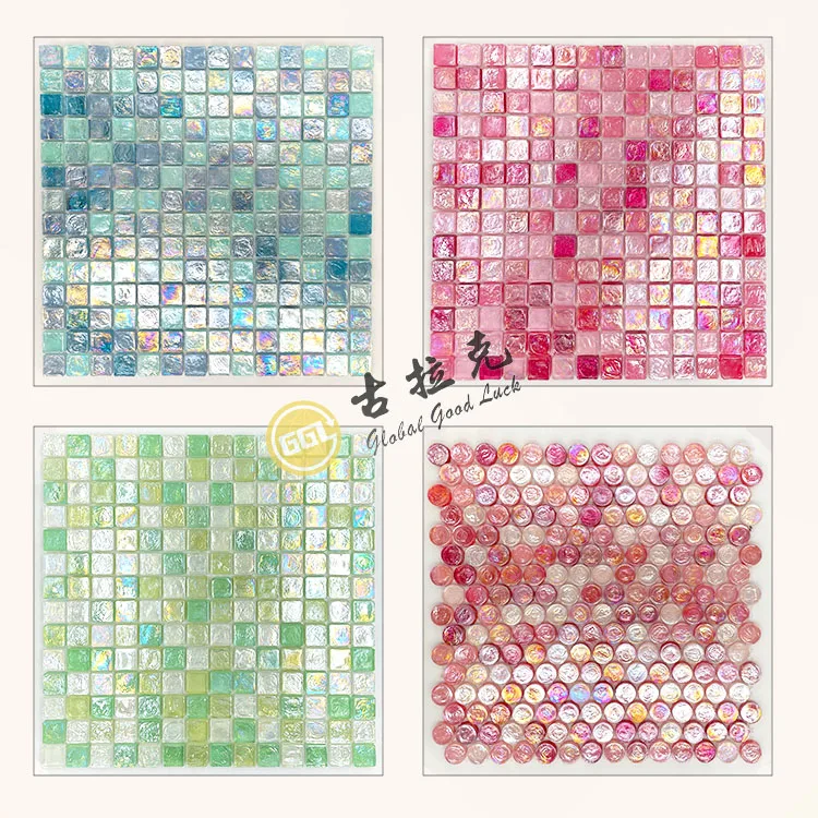 rainbow sparkle tile glass mosaic tile  glass floral mosaics for swimming pool