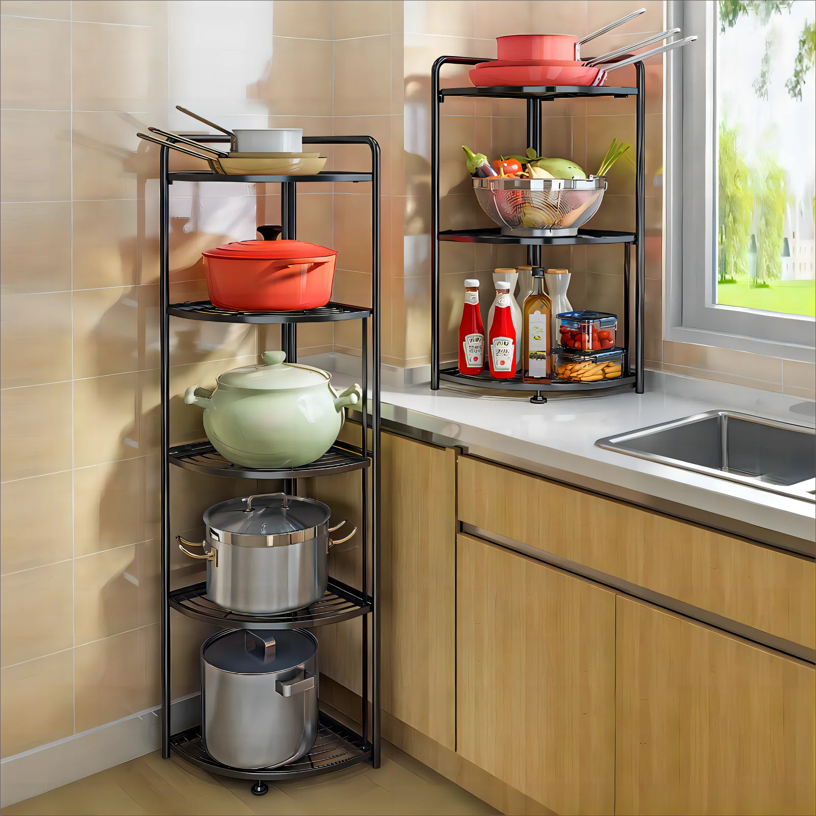 Easy To Install Triangle Storage Rack Fan-shaped Holder For Kitchen ...