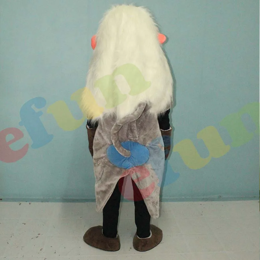 Efun MOQ 1 PC Professional Custom White Hair Baboons Mascot Costumes Cartoon Animal Design Mascot Costume for Sale