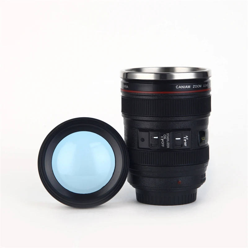 Custom Stainless Steel Camera Lens with Lid Travel Mug American Style Novelty Design Metal Tumbler Cups for Coffee Drinking