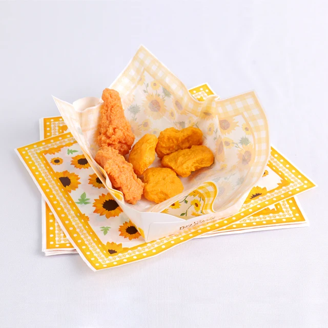 Customized Biodegradable Disposable Sandwich Fried Chicken Burger  Kraft Oil Grease Proof Paper