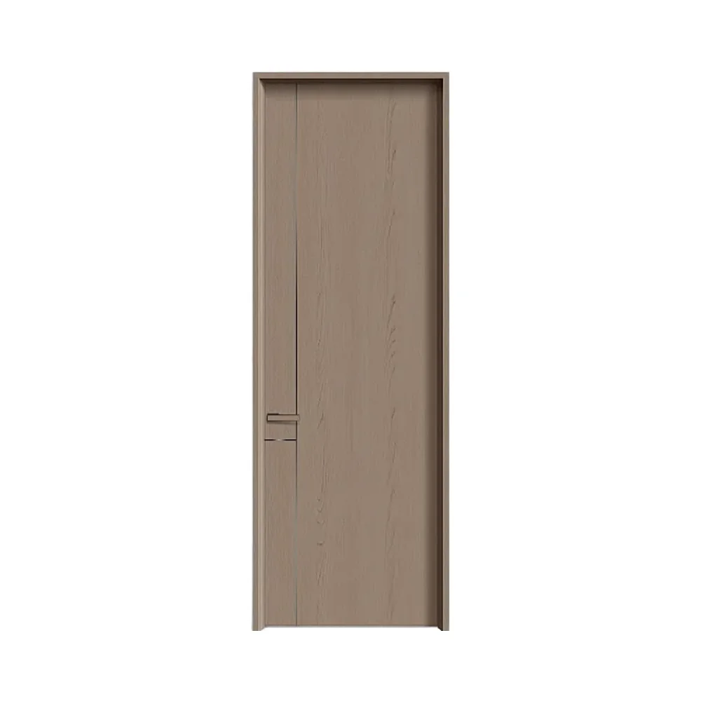 Modern Design Solid Core Wooden & Aluminum Half Glass Door for Bathroom Interior of House or Hotel with Frame from Romania