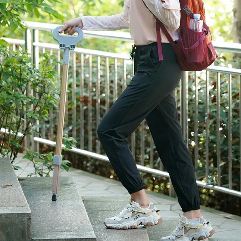 AMPMOUTDOOR GPS Multifunctional Adjustable Trekking Poles Survival Aluminum Four Legs Folding Walking Stick with Foldable Chair