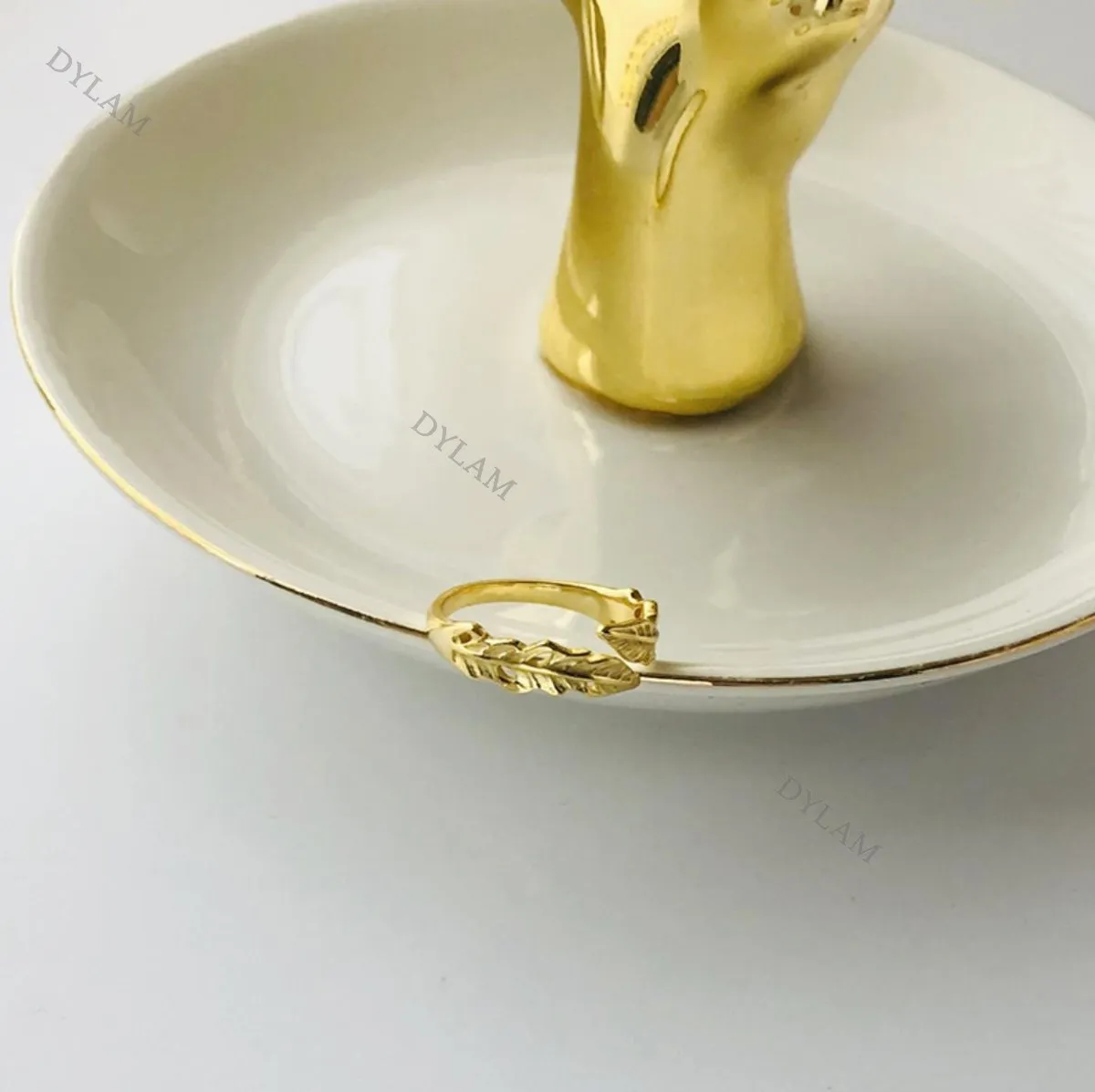 KAKODIY Popular INS 18K Gold Plated Open Loop Leaf Shape 925 Sterling Silver Adjustable Size Fashion Ring, Suitable for Women's Daily Wear detail 5