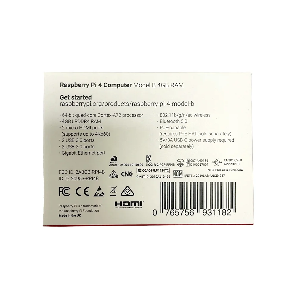 Raspberry Pi 4 Model B  Pi4 4b 1GB 2GB 4GB 8GB RAM Starter Kit Board 1g 2g 4g 8g Computer Mini Pc Model B Pi4b 2 Gb 4 Gb 8 Gb