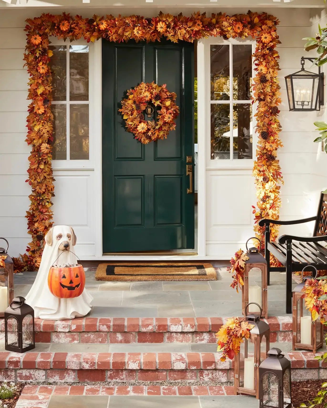 Front Door 21 Inch DIY Fall Harvest Hanging Decoration Grapevine Autumn Artificial Poppy Flower Wreath