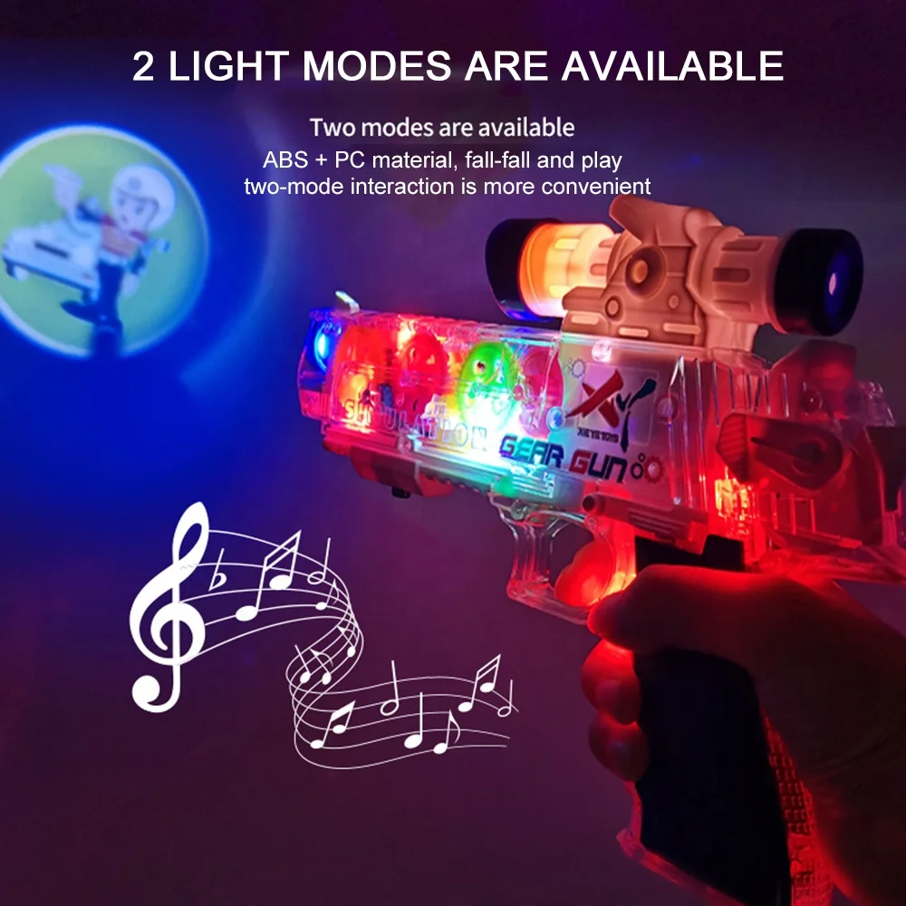 Multi Mode Switching With Light and Sounds Pistola De Juguete Transparent Gear Electric Concept Projector Gun Toys