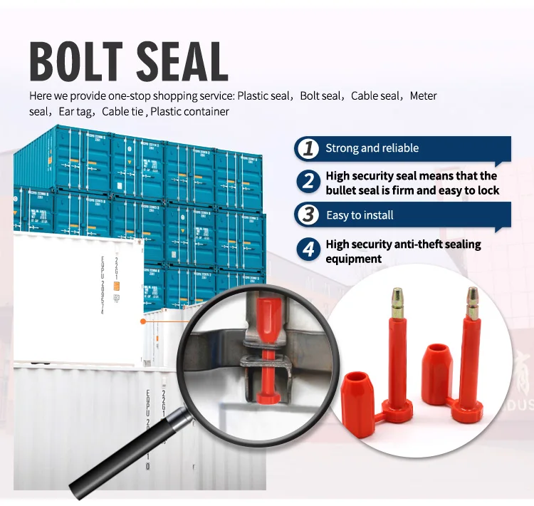 Security BOLT Seal For Cargo Containers, Blue Color, Numbered, 100 Pcs