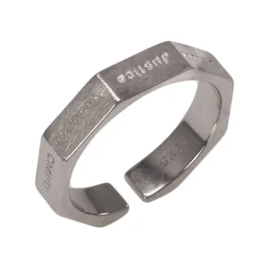 Manufacture Geometric Finger Rings Custom Engraved Design 925 Sterling Silver Open Adjustable Ring