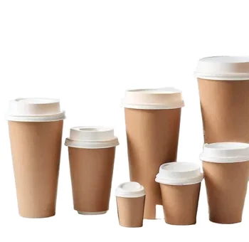 8oz 12oz 16oz 20oz Customized Design Paper Cups Disposable Printed Paper single Wall Paper hot tea Coffee Cups With Lid