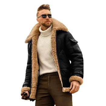 Fur Collar Jacket Mens Best Faux Shearling Coat Men's Raf Jacket New Zealand