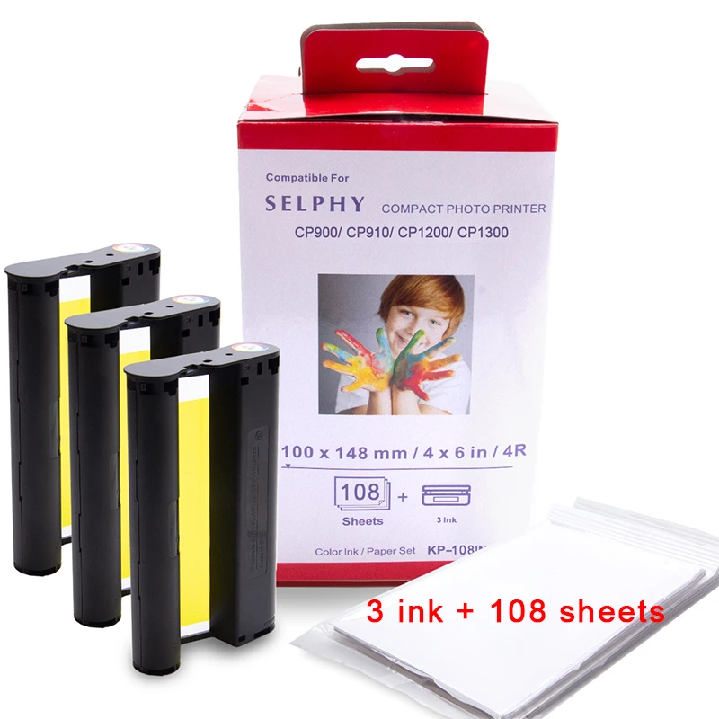 4 KP-108IN Color Ink Photo Paper for Canon Selphy CP800 730 740 750 780 770 1200 