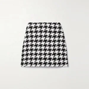 Clothing Manufacturer Custom Spring Summer Black Houndstooth Elegant Casual Woman Mini Skirt