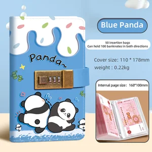 A6 Budget BindeMoney Saving Envelops Pandas Hardcover Notebook with Combination Lock