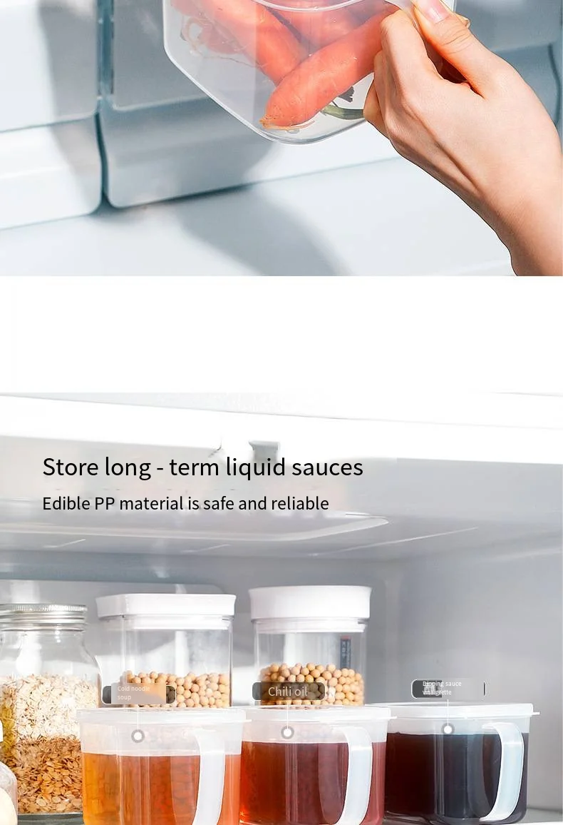 Scallion ginger garlic mud storage trumpet transparent storage plastic sealed refrigerator crisper box with handle with lid manufacture