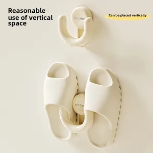 Strong Punch-Free 5kg Load-Bearing Suction Cup Sticky Hook Vacuum Press Type for Bathroom Door Slipper Rack Made of Plastic