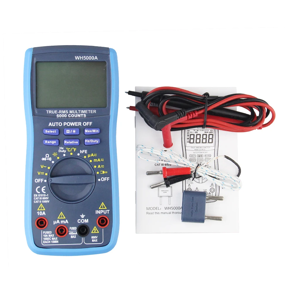 WH5000A Digital Multimeter 6000 Counts with USB Interface Auto Range with Backlight Magnet hang AC DC Ammeter Voltmeter Ohm