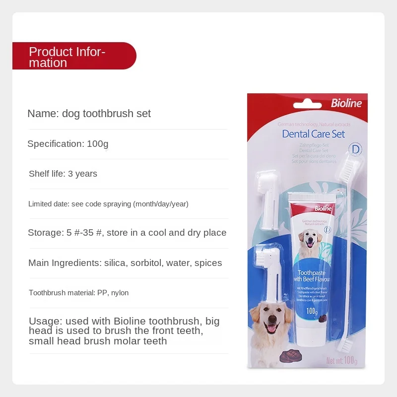 Professional Dog Teeth Brushing Kit Pet Toothpaste & Toothbrush Human