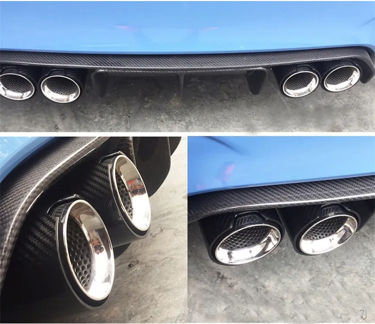 車用マフラ 2個排気エンドチップカーボンファイバーテールパイプ