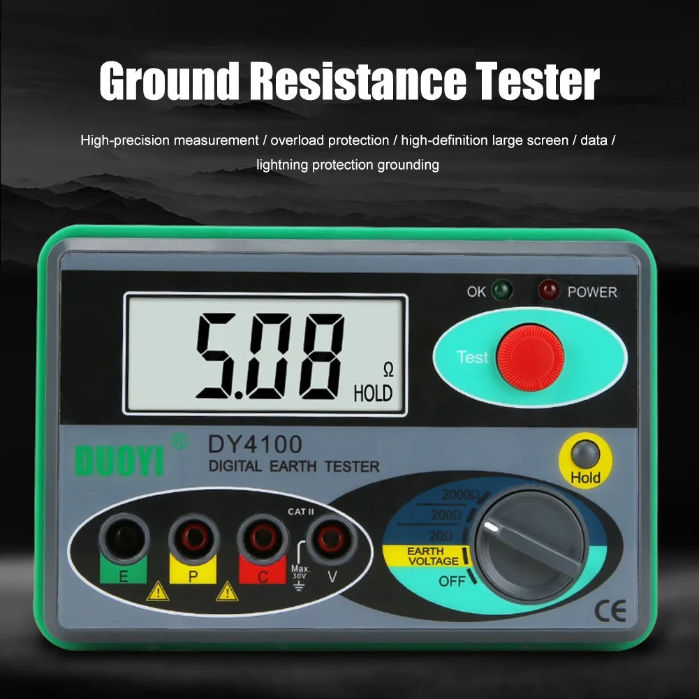 Testeur de résistance au sol numérique Mégohmmètre DY4100 testeur disolement numérique 0-2000 Ohm GreyElectronic Instrument de mesure 