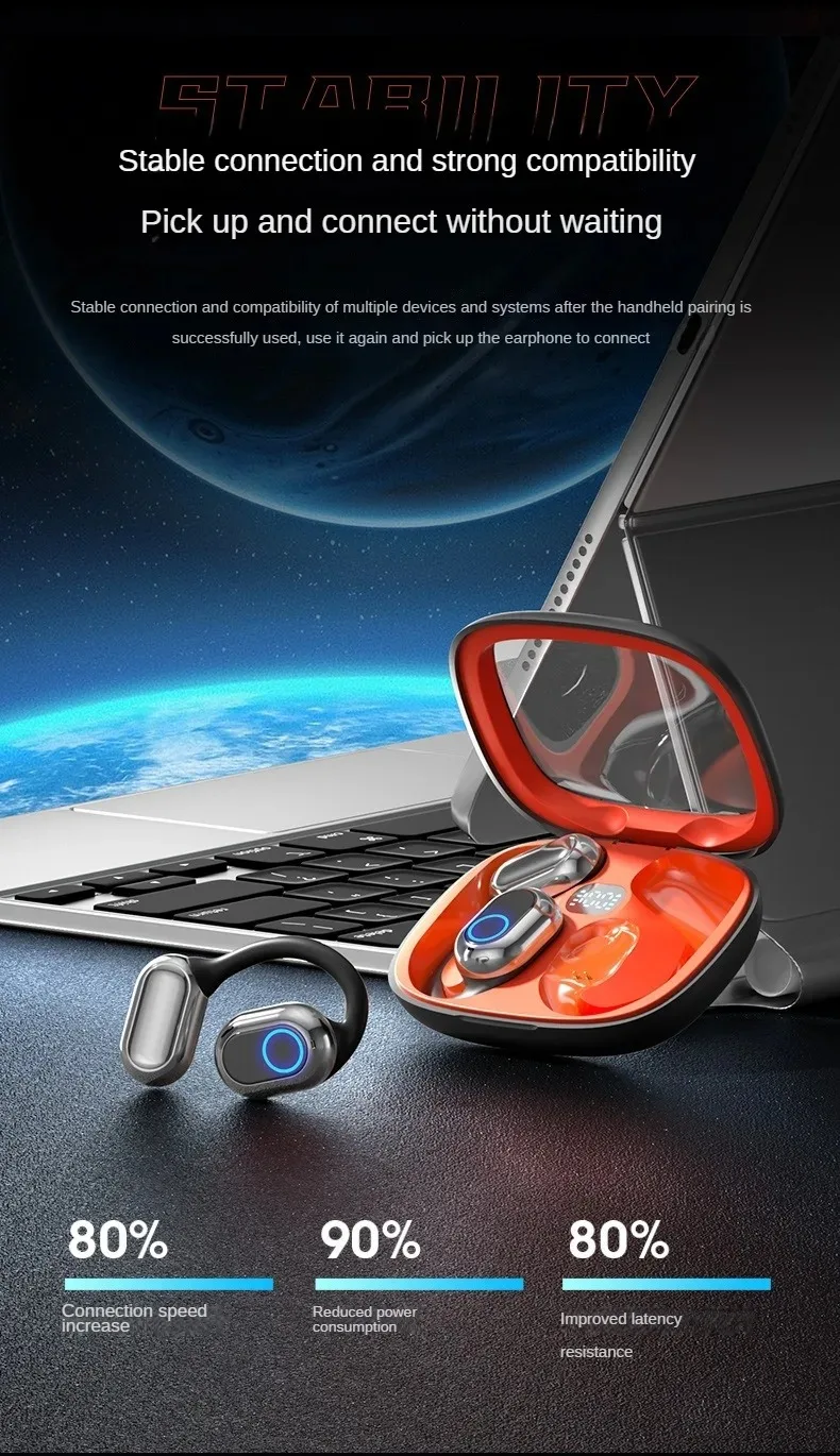 Low Frequency Dual Microphones Long Battery Life Shock Sound OWS Earhook Headphones Wireless Sports Headsets