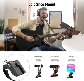 NEEWER Crab Shaped Camera Clamp Mount Super Clamp with Cold Shoe and 1/4" 3/8" Threaded Holes detail image