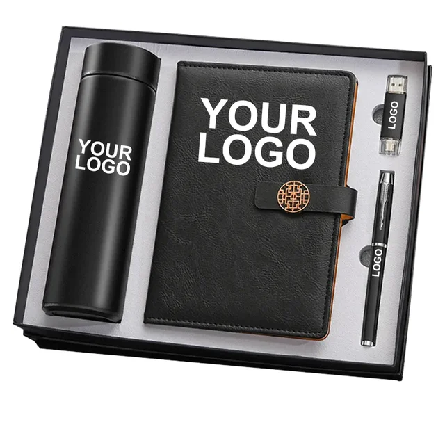 High-Appearance Business Gift Set Corporate Thermos Cup and Notebook in Custom Logo Print Promotional Party Supplies